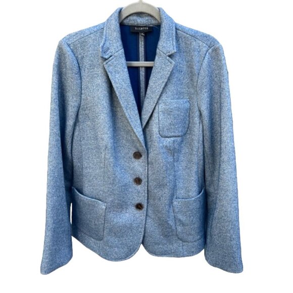Talbots Womens Blue Heather Wool Blend Equestrian 3 Button Blazer Jacket Plus 14 - Picture 1 of 16